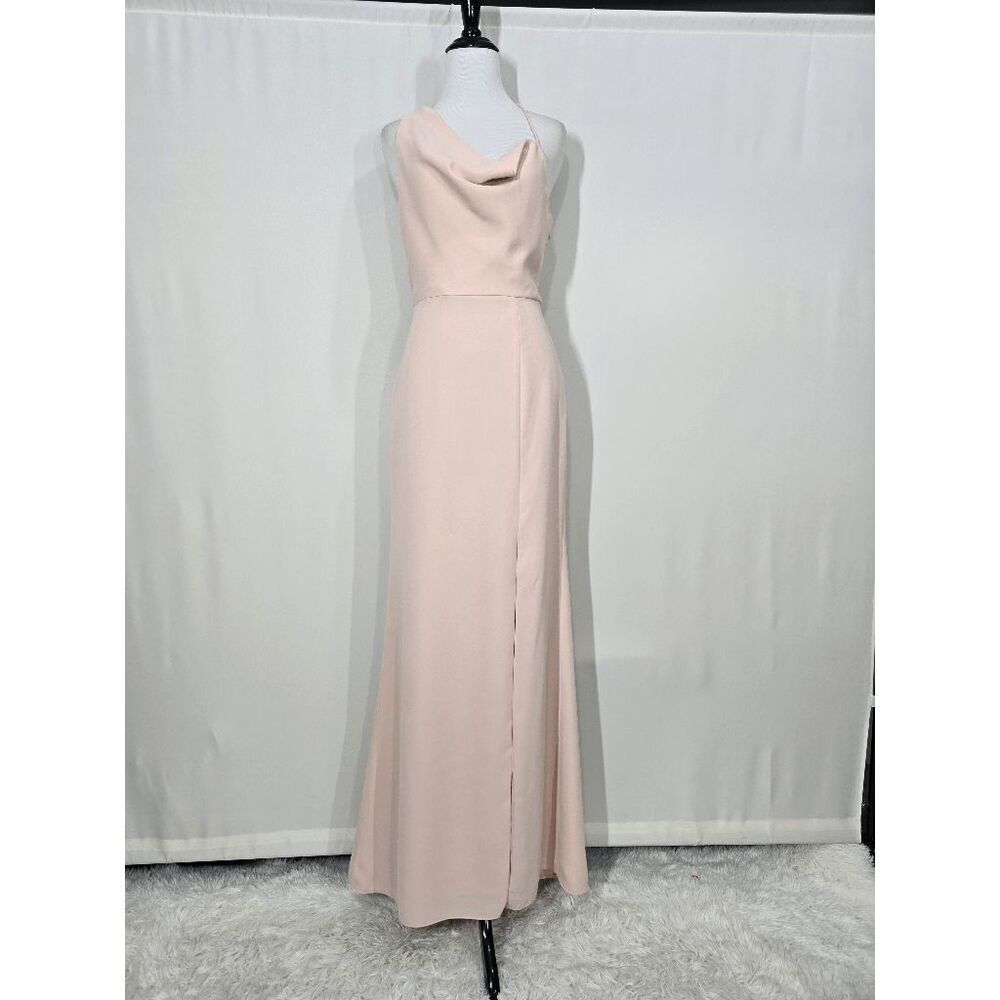 After Six 6849 Cameo Crepe One-Shoulder Draped Cowl-Neck Maxi Dress Size 8R